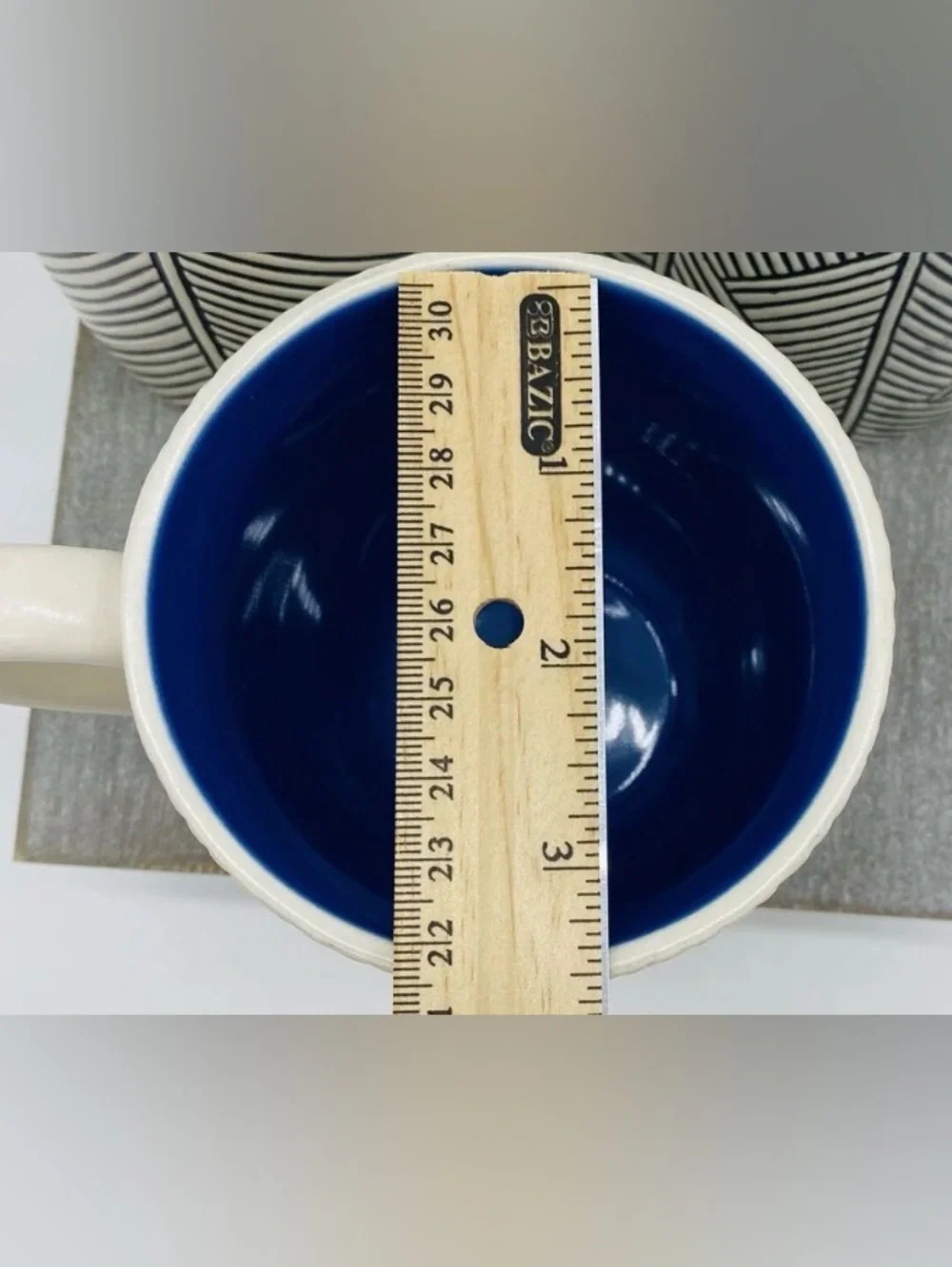 West Elm Blue and White Striped Ceramic Mug by Anthony Shapiro